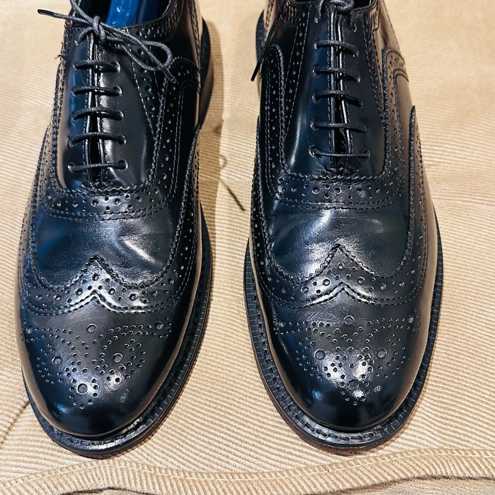 Vintage EXECUTIVE IMPERIAL By Mason Black Leather CORDOVAN Wingtip Shoes. - Picture 2 of 14